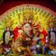Priests performing Chandi Homam with fire offerings and Durga Saptashati Path at Navgrah Mandir