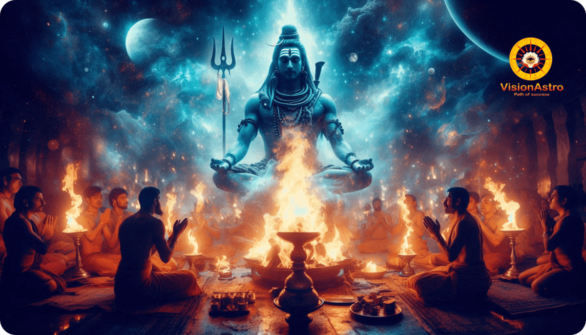Ati Rudra Maha Yagna with 11 priests performing Vedic fire ritual and chanting Rudram