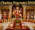 Chaitra Navratri 2026 puja with Durga idol, kalash sthapana and devotees performing rituals