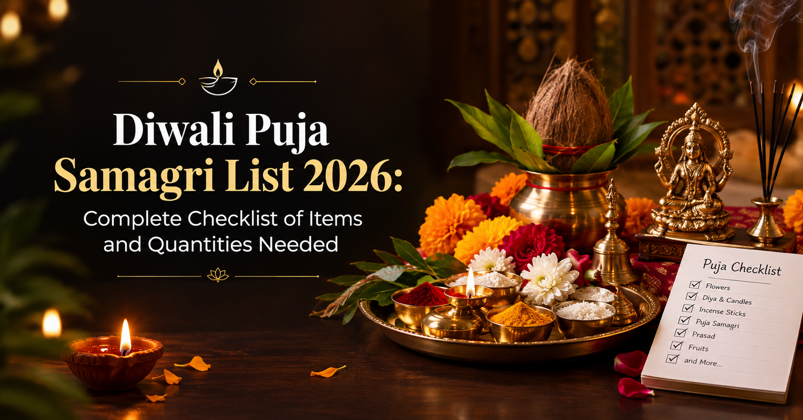 Diwali Puja Samagri List 2026: Complete Checklist of Items and Quantities Needed